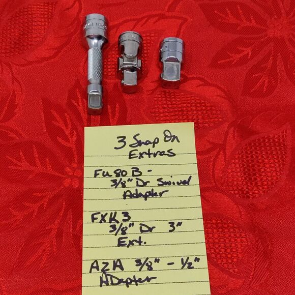 Snap-on FU80B A2A FXK3 3/8" Drive Swivel Socket Adapter Extension Chrome